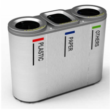 NEWQ (TRES) -Stainless steel 3 In 1 Recycling Bins - NewQ Office Supplies